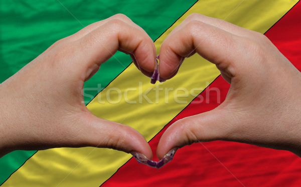 Foto stock: Bandeira · Congo · coração · amor · gesto · mãos