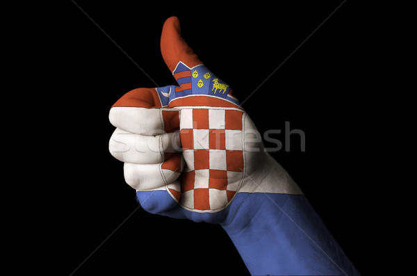 Horvátország zászló hüvelykujj felfelé kézmozdulat kiválóság Stock fotó © vepar5