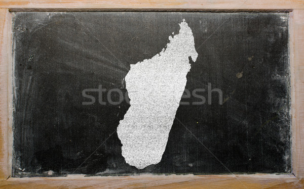 Stock photo: outline map of madagascar on blackboard 