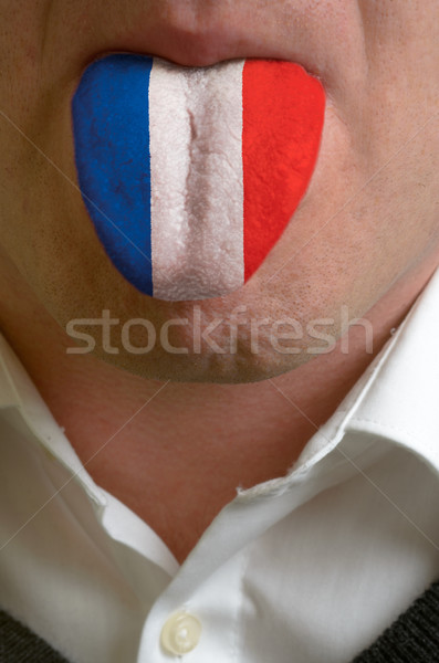 Foto d'archivio: Uomo · lingua · verniciato · Francia · bandiera · conoscenza