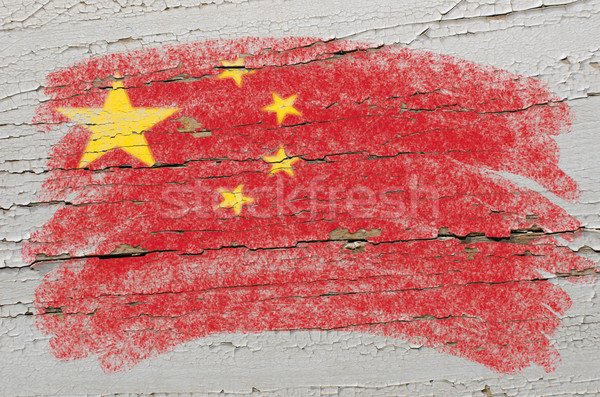 Foto stock: Bandeira · China · grunge · textura · pintado