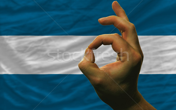 ok gesture in front of el salvador national flag Stock photo © vepar5