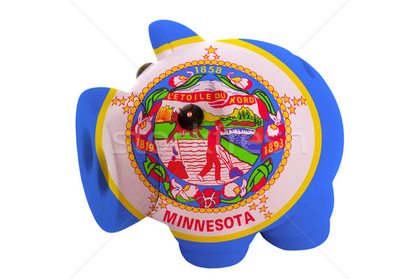 piggy rich bank in colors  flag of american state of minnesota   Stock photo © vepar5
