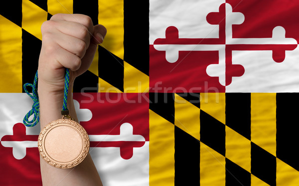 Bronze medal for sport and  flag of american state of maryland   Stock photo © vepar5