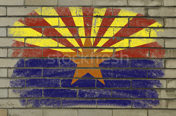grunge flag of US state of arizona on brick wall painted with ch Stock photo © vepar5