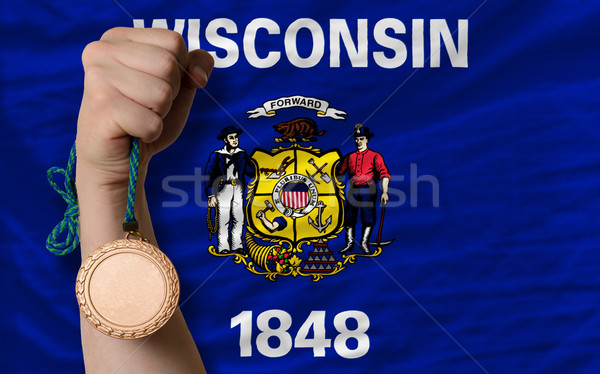 Bronze Medaille Sport Flagge Wisconsin Stock foto © vepar5