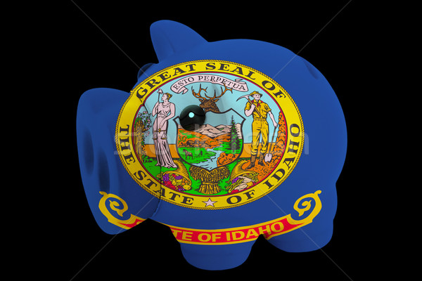piggy rich bank in colors flag of american state of idaho   for  Stock photo © vepar5