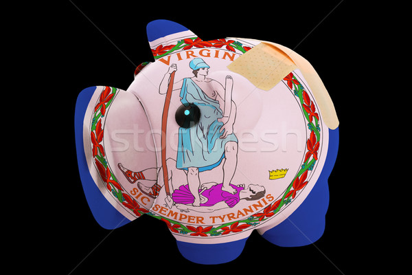 bankrupt piggy rich bank in colors of flag of american state of  Stock photo © vepar5