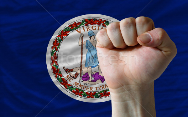 us state flag of virginia with hard fist in front of it symboliz Stock photo © vepar5
