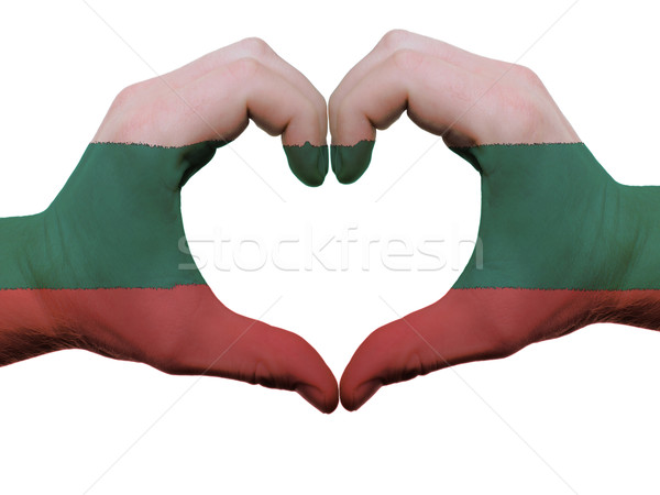 Szív szeretet kézmozdulat Bulgária zászló színek Stock fotó © vepar5