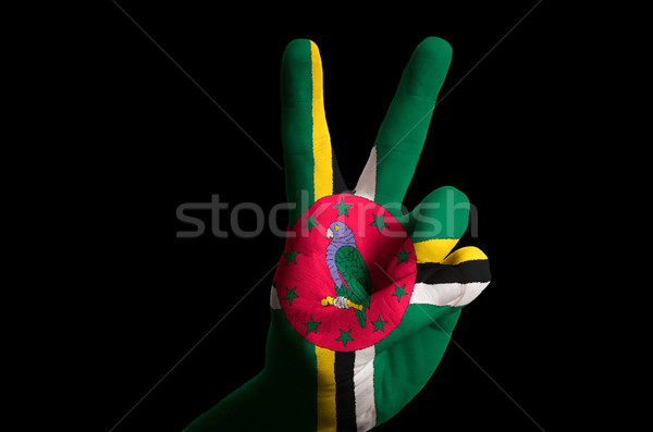 Dominica bandeira dois dedo para cima gesto Foto stock © vepar5