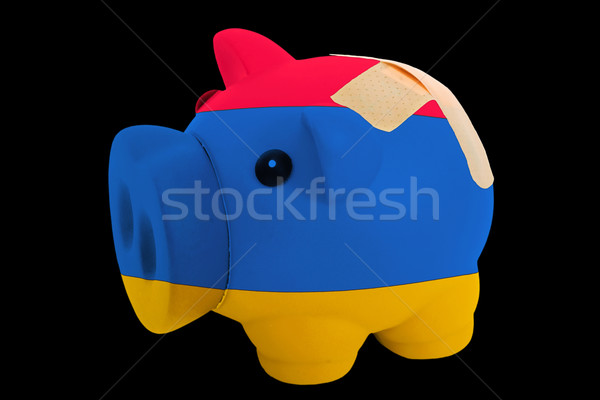 bankrupt piggy rich bank in colors of national flag of armenia   Stock photo © vepar5