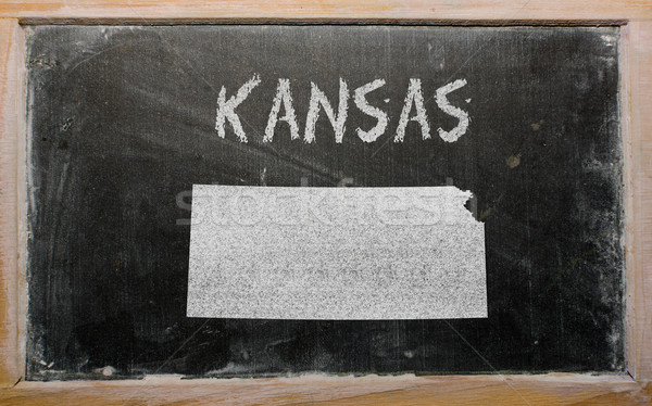 Stockfoto: Schets · kaart · Kansas · Blackboard · tekening · amerikaanse