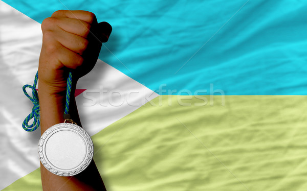 Silver medal for sport and  national flag of  of djibuti    Stock photo © vepar5