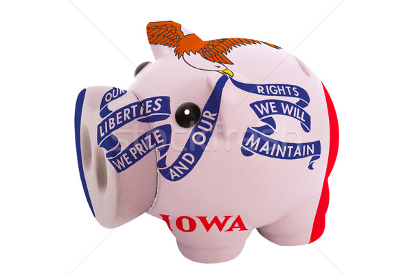 piggy rich bank in colors  flag of american state of iowa    for Stock photo © vepar5