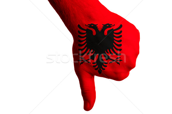 Albânia bandeira polegar para baixo gesto falha Foto stock © vepar5