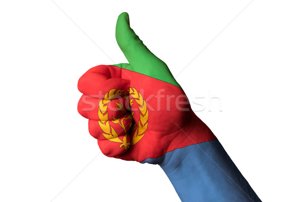 Eritrea zászló hüvelykujj felfelé kézmozdulat kiválóság Stock fotó © vepar5