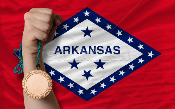 Bronze medal for sport and  flag of american state of arkansas   Stock photo © vepar5