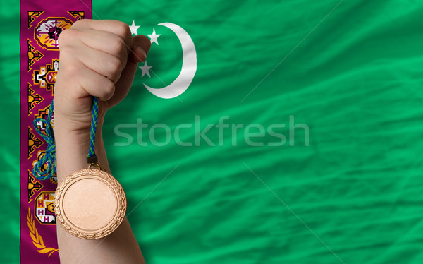 Bronz madalya spor bayrak Türkmenistan Stok fotoğraf © vepar5
