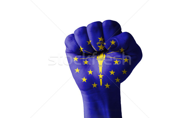 Fist painted in colors of us state of indiana flag Stock photo © vepar5