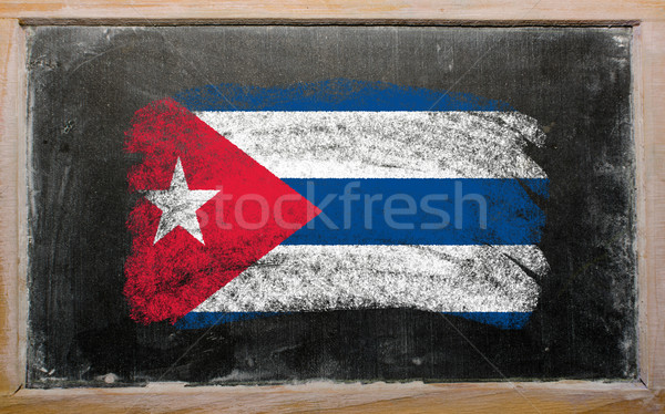 Zászló Kuba iskolatábla festett kréta kubai Stock fotó © vepar5
