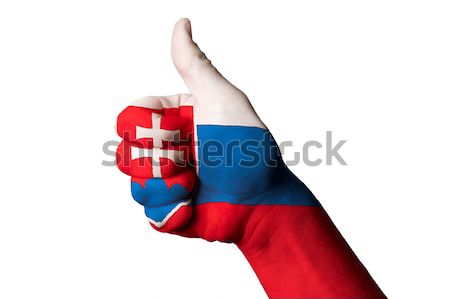 slovakia national flag thumb up gesture for excellence and achie Stock photo © vepar5