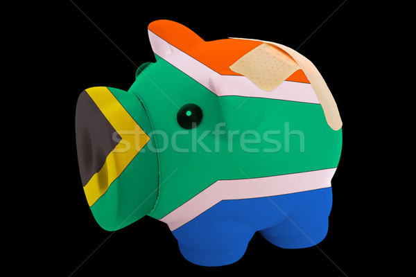 bankrupt piggy rich bank in colors of national flag of south afr Stock photo © vepar5