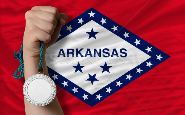 Silver medal for sport and  flag of american state of arkansas   Stock photo © vepar5
