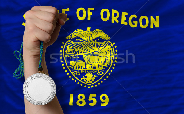 Prata medalha esportes bandeira americano Oregon Foto stock © vepar5
