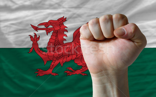 Hard fist in front of wales flag symbolizing power Stock photo © vepar5