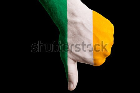 ivory coast national flag thumbs down gesture for failure made w Stock photo © vepar5