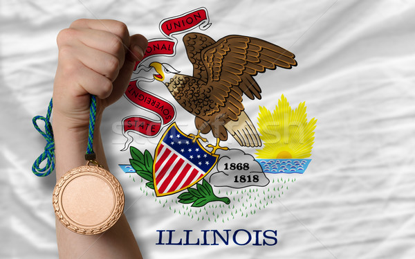 Bronze medal for sport and  flag of american state of illinois   Stock photo © vepar5