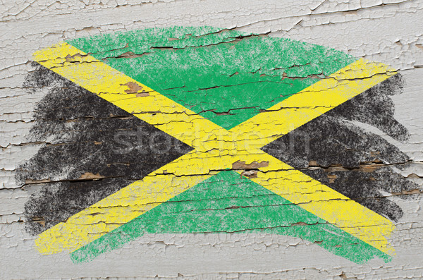flag of jamaica on grunge wooden texture painted with chalk   Stock photo © vepar5