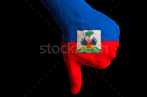 haiti national flag thumbs down gesture for failure made with ha Stock photo © vepar5