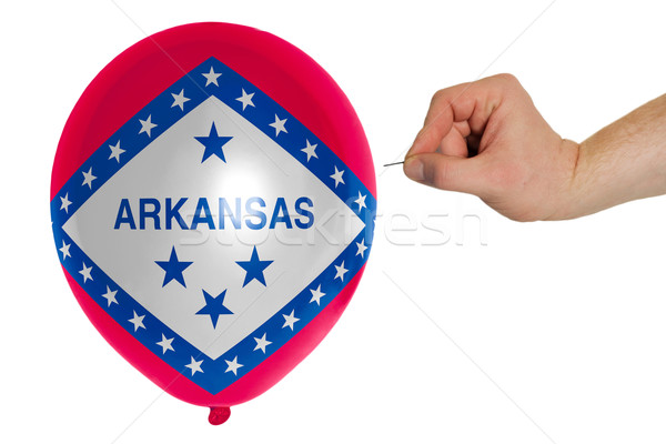Bursting balloon colored in  flag of american state of arkansas  Stock photo © vepar5