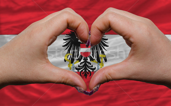 旗 奧地利 心臟 愛 手勢 手 商業照片 © vepar5