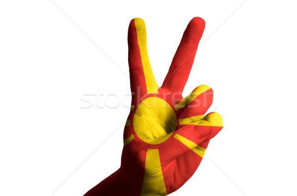 Македонии флаг два пальца вверх жест Сток-фото © vepar5