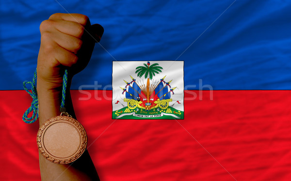 Bronze medal for sport and  national flag of haiti    Stock photo © vepar5