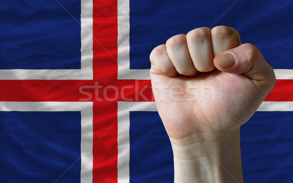 Hard fist in front of iceland flag symbolizing power Stock photo © vepar5