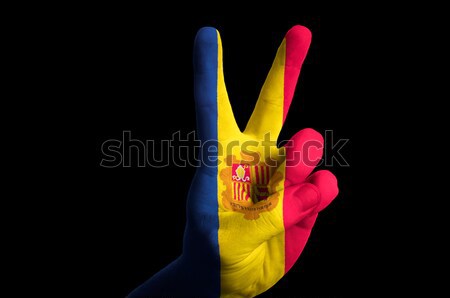 andorra national flag two finger up gesture for victory and winn Stock photo © vepar5