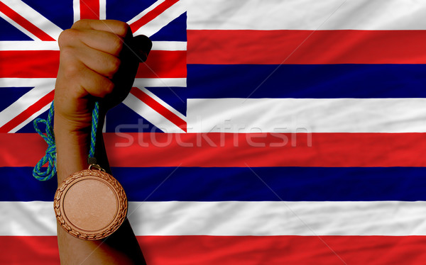 Bronze medal for sport and  flag of american state of hawaii    Stock photo © vepar5
