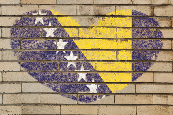 heart shape flag of bosnia herzegovina on brick wall Stock photo © vepar5