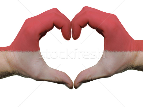 Heart and love gesture in indonesia flag colors by hands isolate Stock photo © vepar5