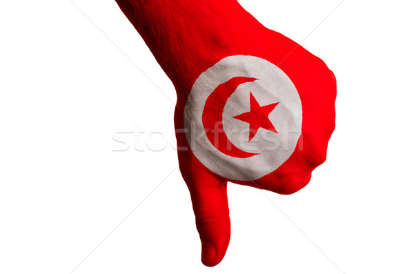 Stock photo: tunisia national flag thumbs down gesture for failure made with 