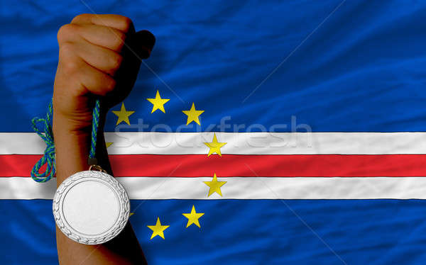 Silver medal for sport and  national flag of  of capeverde    Stock photo © vepar5