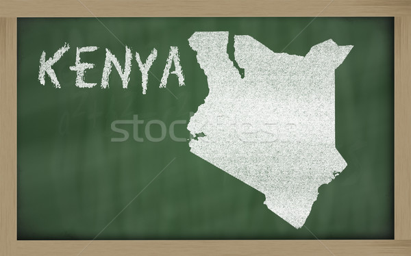Stock photo: outline map of kenya on blackboard 
