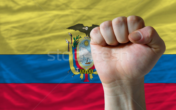 Hard fist in front of ecuador flag symbolizing power Stock photo © vepar5