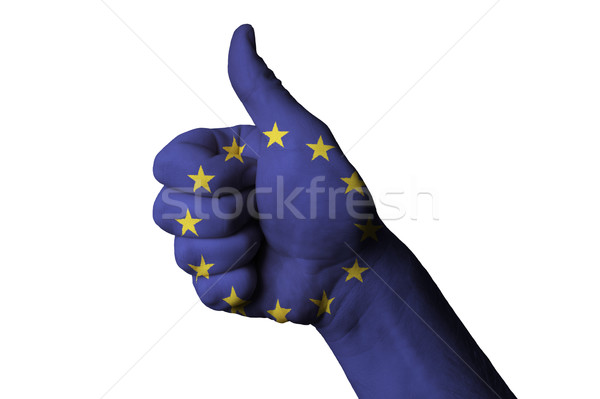 Europa Flagge Daumen up Geste Exzellenz Stock foto © vepar5