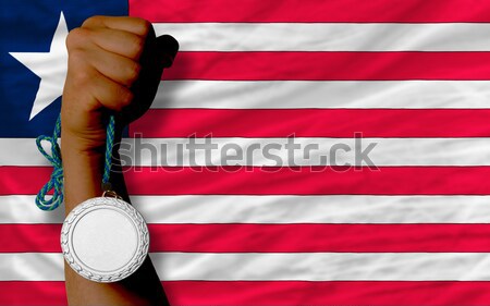 Silver medal for sport and  national flag of trinidad tobago    Stock photo © vepar5