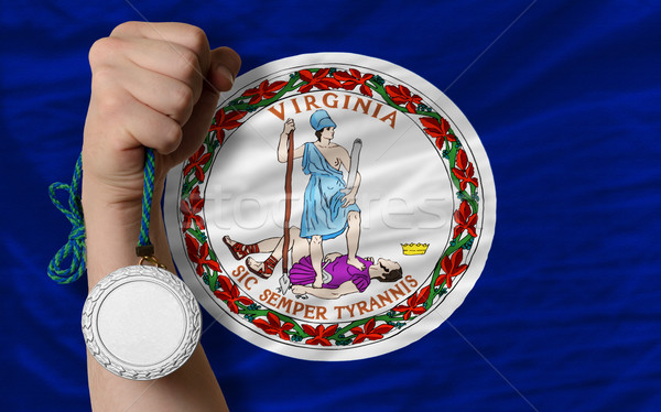 Gümüş madalya spor bayrak amerikan Virjinya Stok fotoğraf © vepar5